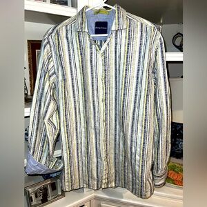 Tommy Bahama Blue and Yellow Striped Shirt